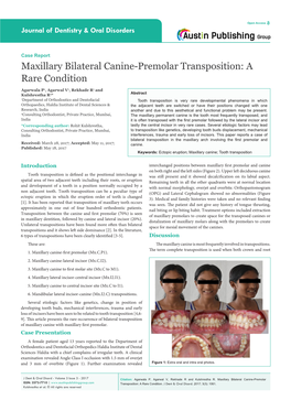 Maxillary Bilateral Canine-Premolar Transposition: a Rare Condition