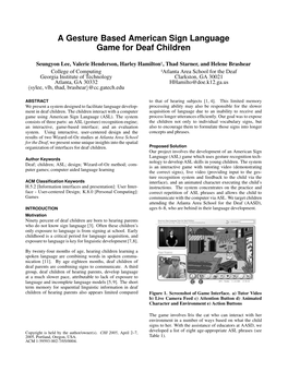 A Gesture-Based American Sign Language Game for Deaf Children