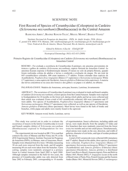 In Cardeiro (Scleronema Micranthum) (Bombacaceae) in the Central Amazon