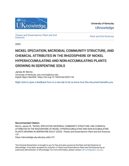 Nickel Speciation, Microbial Community Structure, And