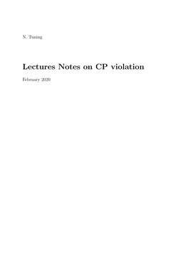Lectures Notes on CP Violation
