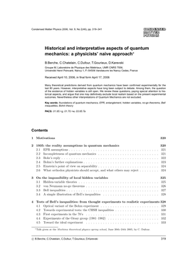 Historical and Interpretative Aspects of Quantum Mechanics: a Physicists’ Naive Approach∗