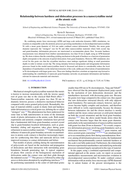 Relationship Between Hardness and Dislocation Processes in a Nanocrystalline Metal at the Atomic Scale