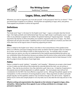 Logos Ethos and Pathos