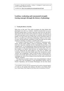 Lenition, Weakening and Consonantal Strength: Tracing Concepts Through the History of Phonology