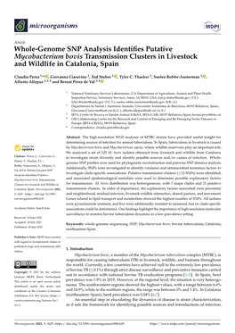 Whole-Genome SNP Analysis Identifies Putative Mycobacterium Bovis Transmission Clusters in Livestock and Wildlife in Catalonia