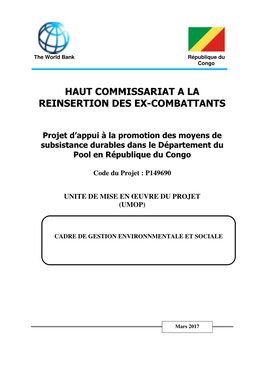 Cadre De Gestion Environnementale Et Sociale Du PASD