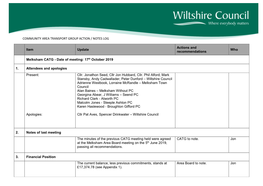 Community Area Transport Group Action / Notes Log