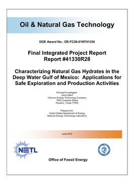 Characterizing Natural Gas Hydrates in the Deep Water Gulf of Mexico: Applications for Safe Exploration and Production Activities