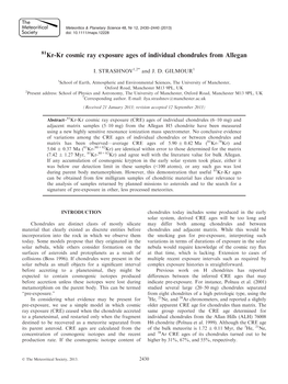 81Krkr Cosmic Ray Exposure Ages of Individual Chondrules from Allegan