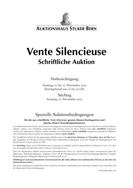 Vente Silencieuse Schriftliche Auktion