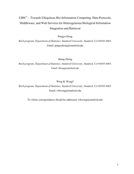 UBIC2 – Towards Ubiquitous Bio-Information Computing: Data Protocols, Middleware, and Web Services for Heterogeneous Biological Information Integration and Retrieval