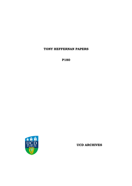 Tony Heffernan Papers P180 Ucd Archives