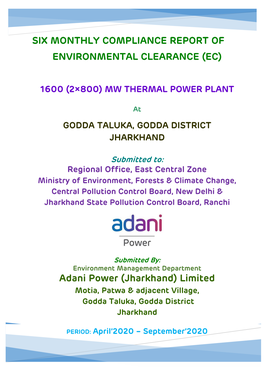 Six Monthly Compliance Report of Environmental Clearance (Ec)