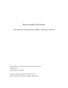Ramon Sender Oral History