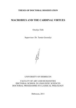 Macrobius and the Cardinal Virtues