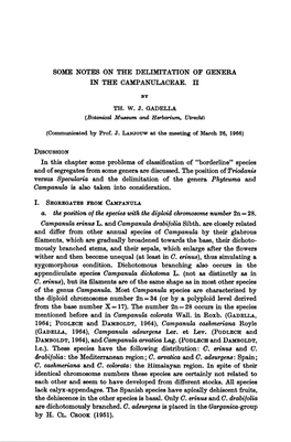 Some Notes on the Delimitation of Genera in the Campanulaceae. II