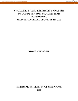 Availability and Reliability Analysis of Computer Software Systems Considering Maintenance and Security Issues