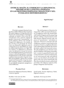 ENTRE EL MALÓN, EL COMERCIO Y LA DIPLOMACIA: DINÁMICAS DE LA POLÍTICA INDÍGENA EN LAS FRONTERAS PAMPEANAS (Siglos XVIII Y XIX)