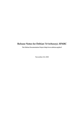 Release Notes for Debian 7.0 (Wheezy), SPARC