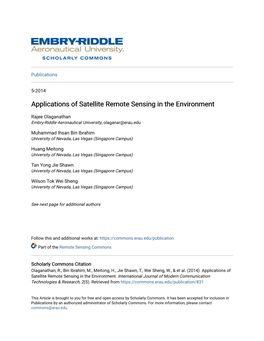 Applications of Satellite Remote Sensing in the Environment