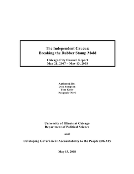 City Council Report May 21, 2007 – May 13, 2008