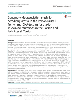 Genome-Wide Association Study for Hereditary Ataxia in the Parson