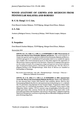 Wood Anatomy of Grewia and Microcos from Peninsular Malaysi Borned Aan O