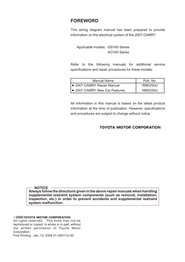 Camry 2007 Wiring Diagrams.Pdf