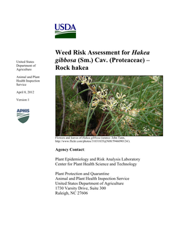 Weed Risk Assessment for Hakea Gibbosa (Sm.) Cav. (Proteaceae)