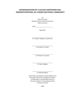 Biodegradation of a Sulfur-Containing Pah, Dibenzothiophene, by a Mixed Bacterial Community