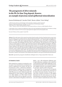 The Paragenesis of Silver Minerals in the Pb-Zn Stan Terg Deposit, Kosovo: an Example of Precious Metal Epithermal Mineralization