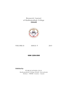 Research Journal of Radhamadhab College (Annual)