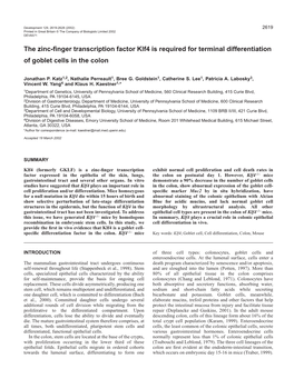 Klf4 Directs Goblet Cell Differentiation 2621