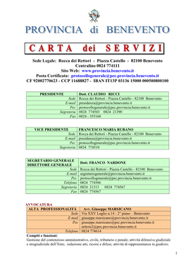 Carta Servizi Provincia Benevento 2017