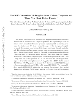 The N2K Consortium VI: Doppler Shifts Without Templates and Three