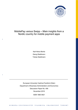 Mobilepay Versus Swipp – Main Insights from a Nordic Country for Mobile Payment Apps
