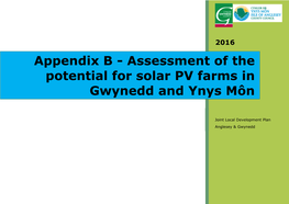 Assessment of the Potential for Solar PV Farms in Gwynedd and Ynys Môn