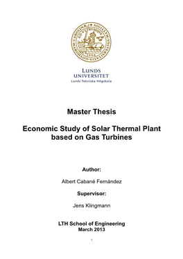 Master Thesis Economic Study of Solar Thermal Plant Based on Gas
