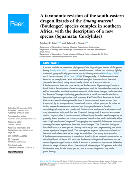 A Taxonomic Revision of the South-Eastern Dragon Lizards of the Smaug Warreni (Boulenger) Species Complex in Southern Africa, Wi