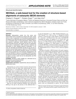 BIOINFORMATICS APPLICATIONS NOTE Doi:10.1093/Bioinformatics/Btp020