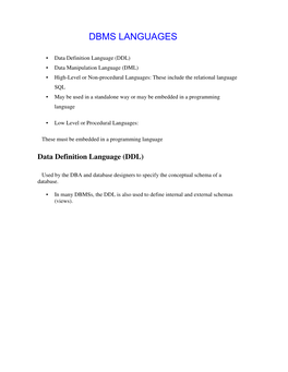 Dbms Languages