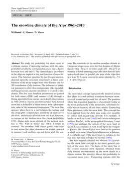 The Snowline Climate of the Alps 1961–2010