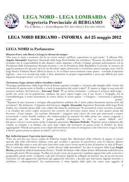 LEGA NORD Bergamo – Informa 25 Maggio 2012.Pdf