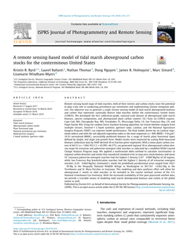 A Remote Sensing-Based Model of Tidal Marsh Aboveground Carbon Stocks for the Conterminous United States ⇑ Kristin B