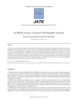 An HFACS Analysis of German F-104 Starfighter Accidents