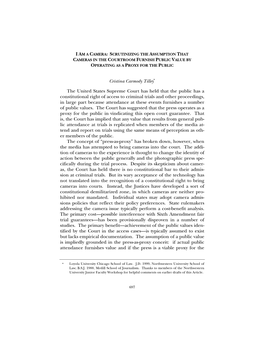 Scrutinizing the Assumption That Cameras in the Courtroom Furnish Public Value by Operating As a Proxy for the Public