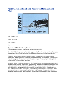 Fort St. James Land and Resource Management Plan