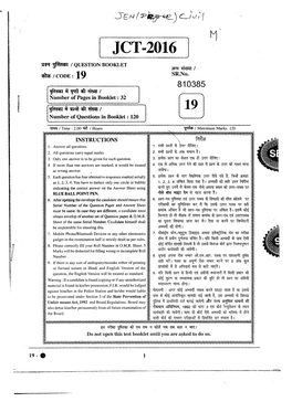 [ JCT-2016 1 ~1FI ~Cfil I QUESTION BOOKLET ~~I SR.No