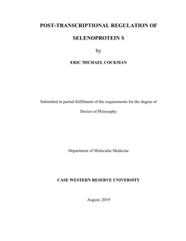 Post-Transcriptional Regulation Of